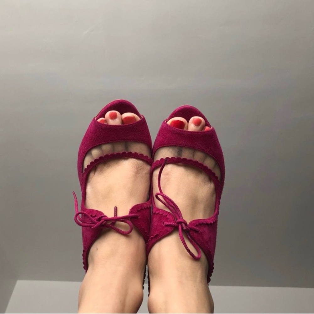 L.K. Bennett pink suede sling backs Size 38 ππ - Picture 4 of 5
